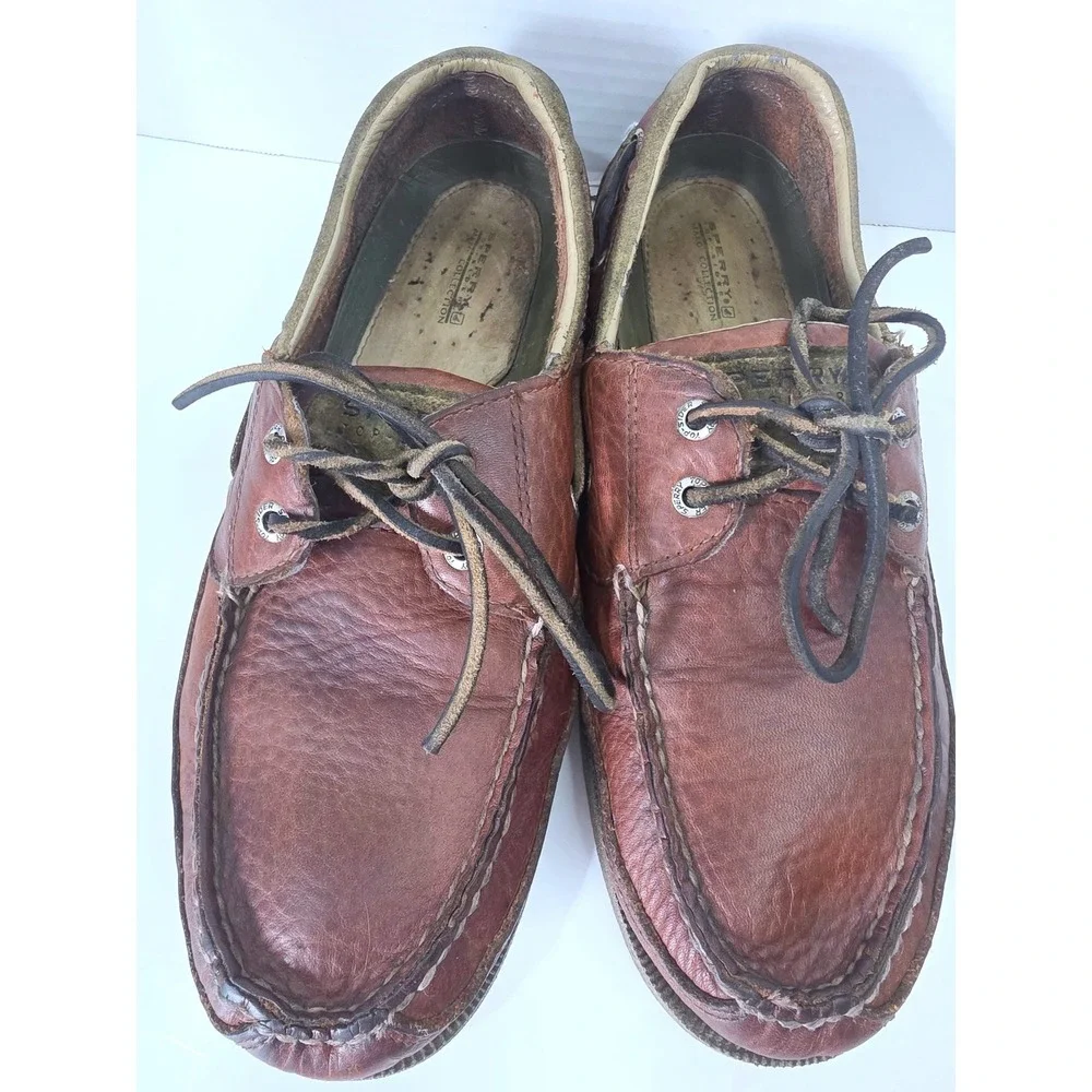 Sperry Top-Sider Mako Collection Brown Leather Boat Shoes Deck Shoes 9.5 CALLOUT